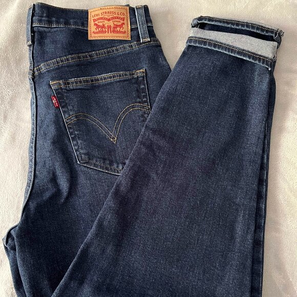 Levi's High Waisted Mom Jeans, Winter Cloud Dark Blue - Picture 1 of 7